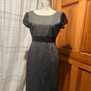 J. Crew Charcoal Dress with Black Lace Detail